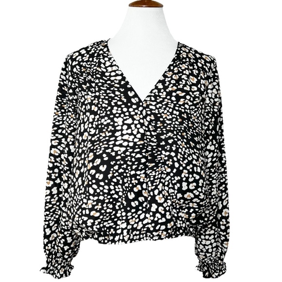 SOLD-Sanctuary Leopard Print Surplice Faux Wrap Blouse - Picture 2 of 10